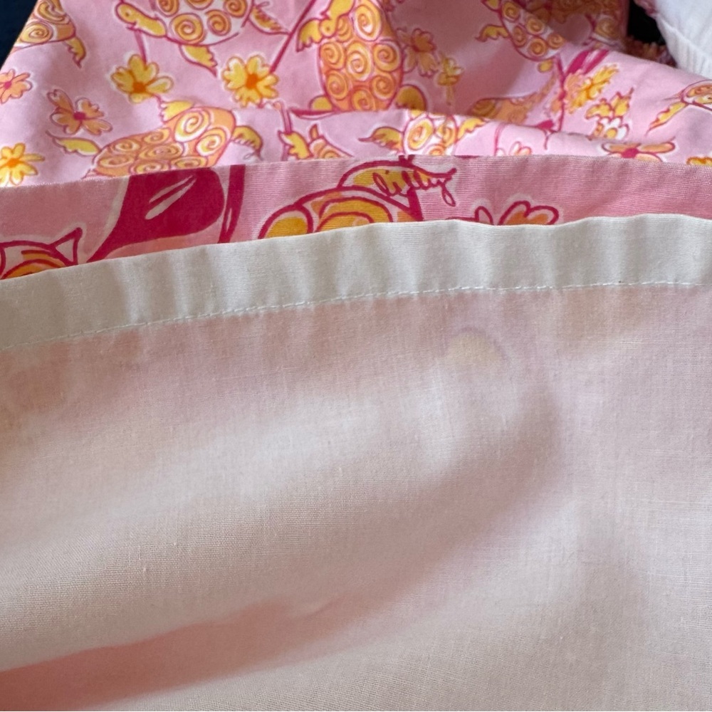Vintage Lilly Pulitzer Pink and Orange Sleeveless Midi Sundress w/ Turtles- 8 - Picture 6 of 6